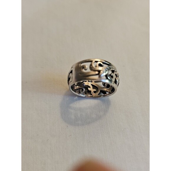 925 Antique NF Sterling Silver Leaf Filigree Ring Vintage Cigar Band 6.75 - Picture 5 of 6